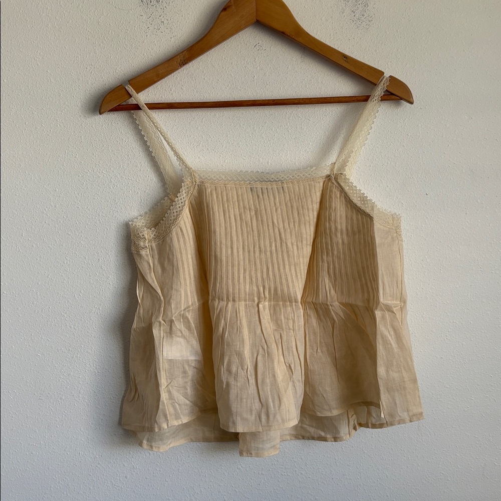 J. Crew Cream Pleated Smocked Cami Top - Picture 3 of 4